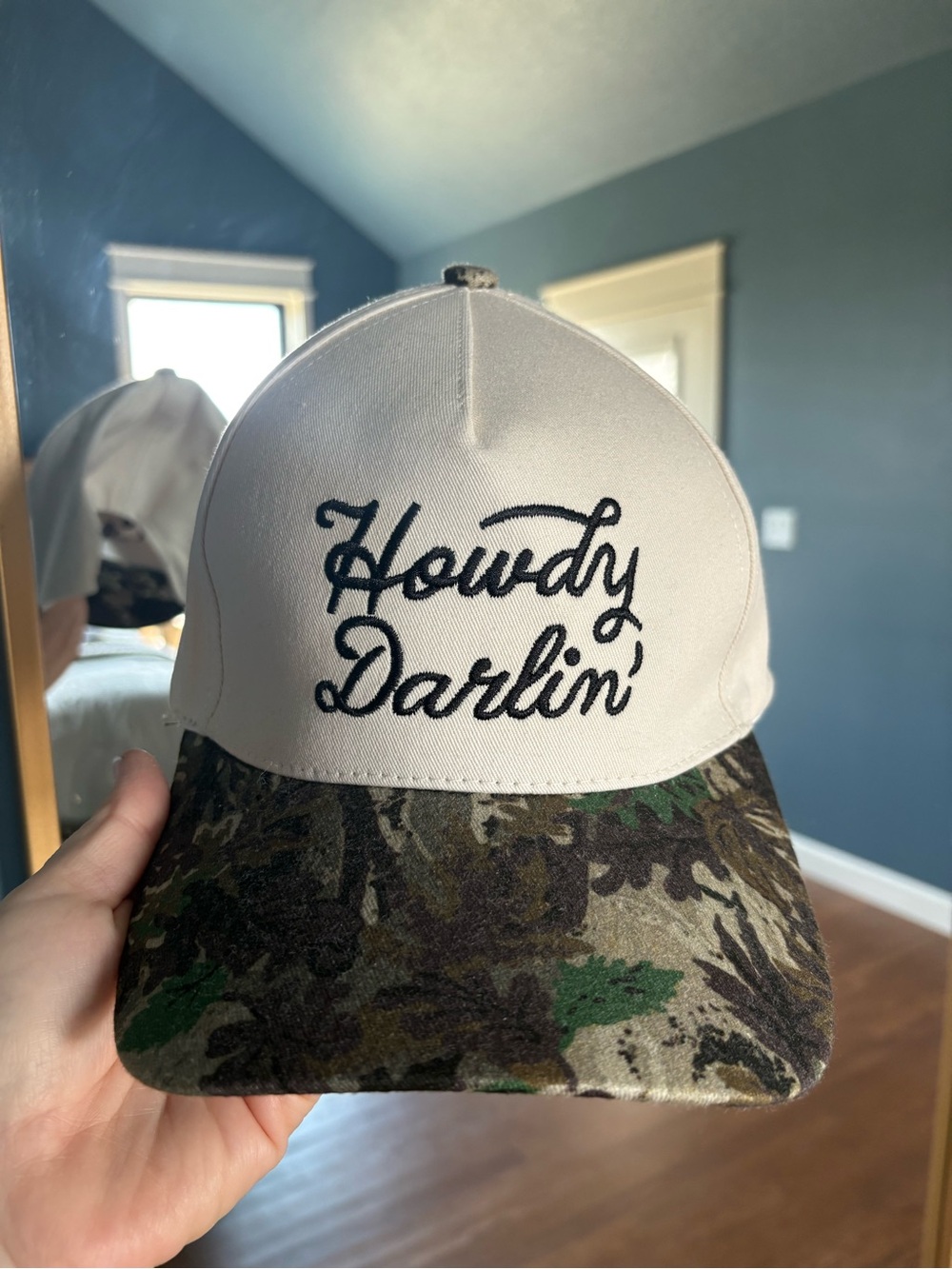 Camo Embroidered Trucker Hat New Howdy Darlin